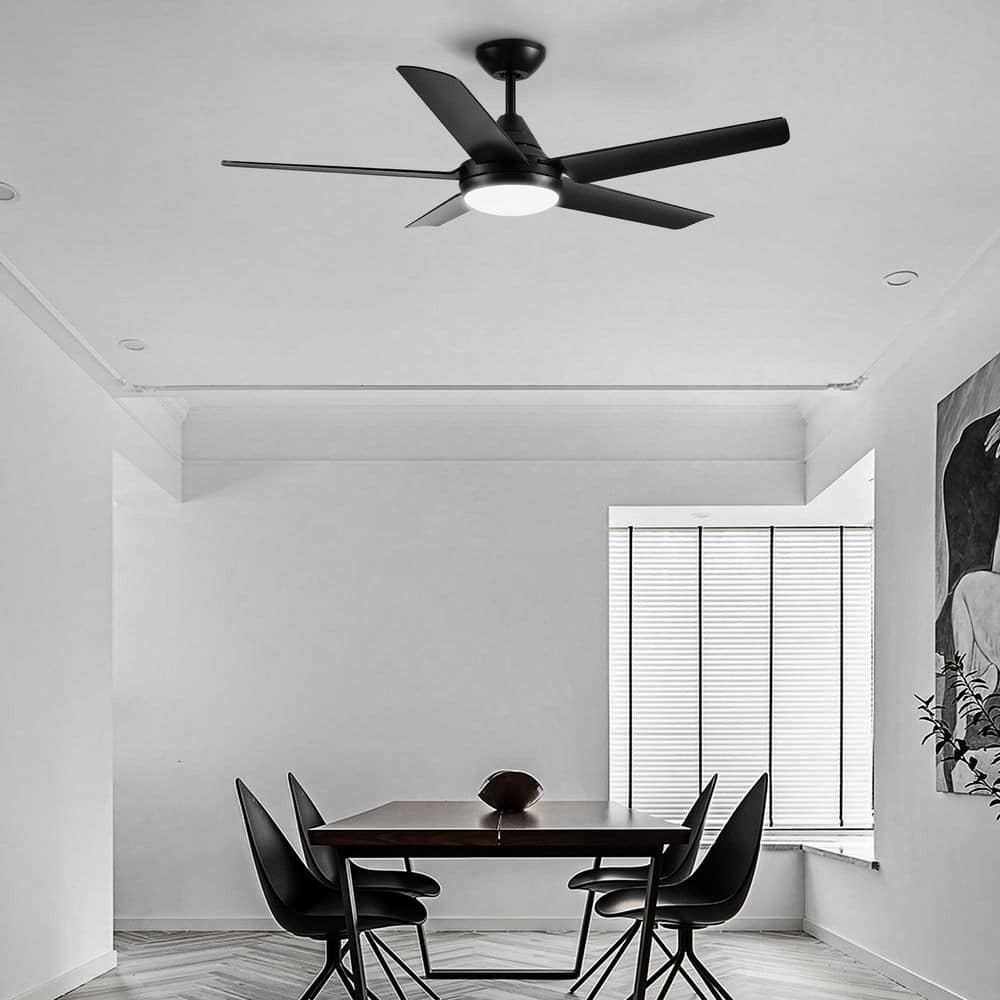 48 in. Modern Black 5 ABS Blades Downrod Standard Ceiling Fan with Intergrated LED and Remote Control Included price history on PriceWatchPro