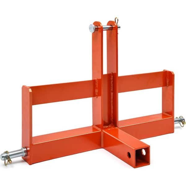 3 Point 2 in. Square Trailer Hitch Receiver for Category 1 Tractors, Versatile Tractor Tow Drawbar Adapter, Orange