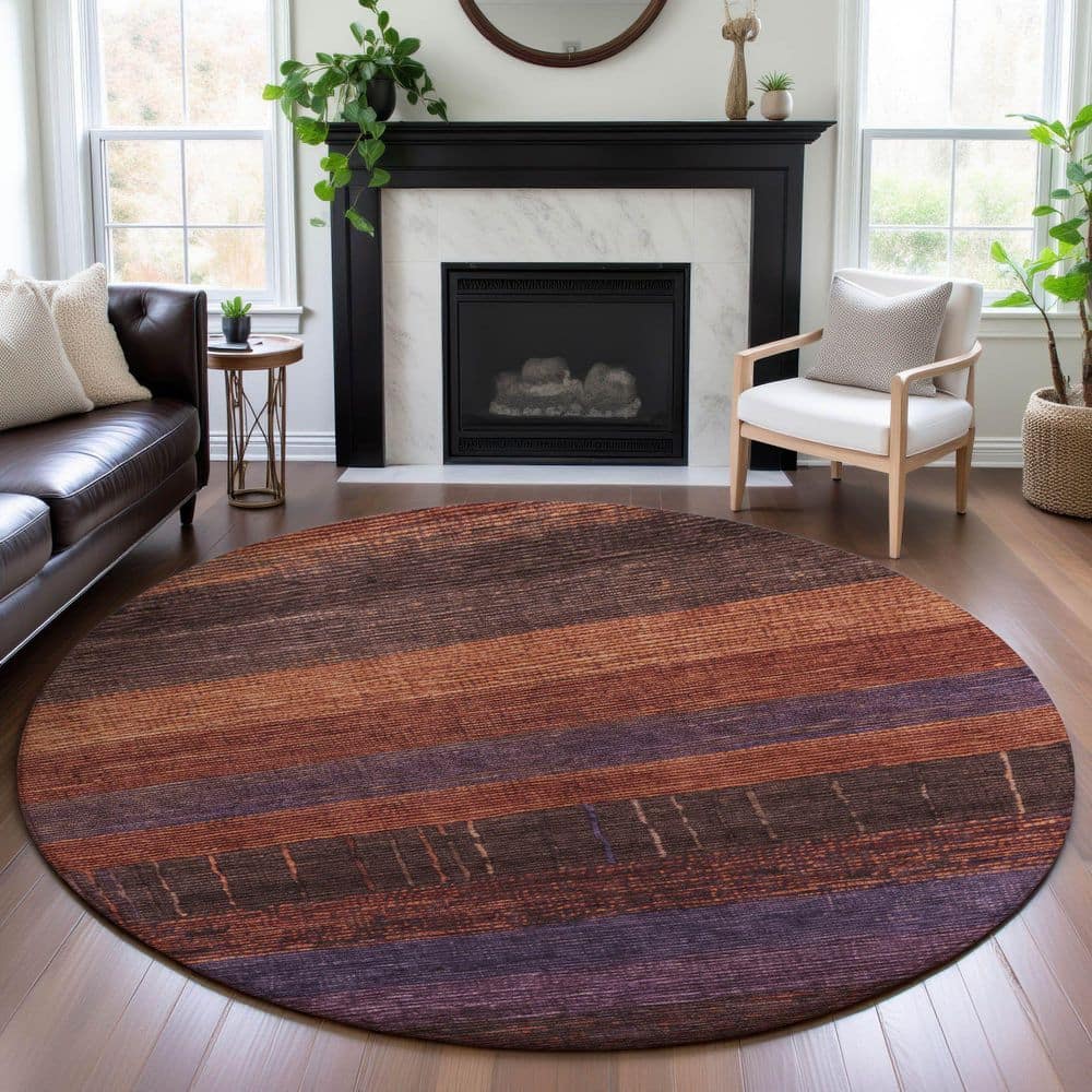 Mayfield Premium Machine Washable Abstract AMF1568 Paprika 8 ft. x 8 ft. Round Rug price history on PriceWatchPro