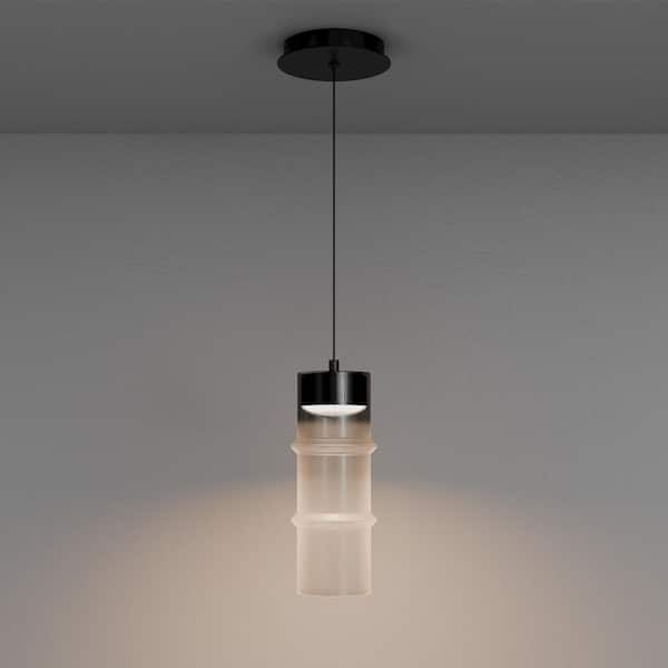 Kanister 1-Light Black/White Glass Indoor Pendant Light with Glass Shade Integrated LED 3000K