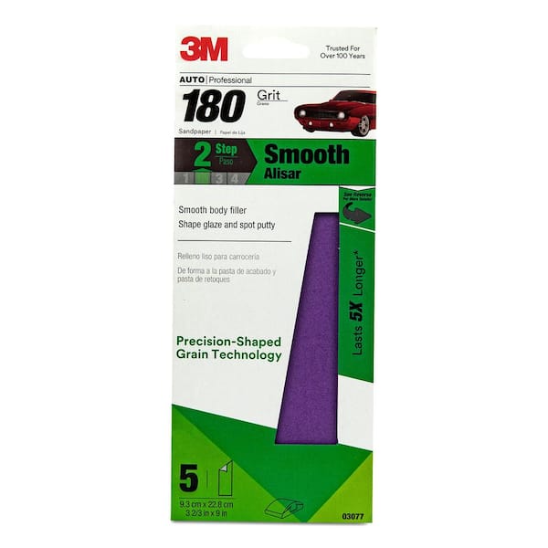 3M Performance 3-2/3 in. x 9 in. 180-Grit Sandpaper (5-Pack)