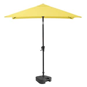 9 ft. Steel Market Square Tilting Patio Umbrella with Umbrella Base in Yellow