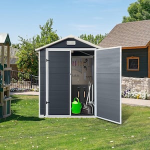 Sizzim 5 ft. W x 3 ft. D Outdoor Gray Resin Storage Shed with