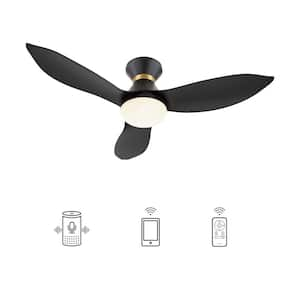 Daisy 45 in. Integrated LED Indoor Black Smart Ceiling Fan with Light and Remote, Works with Alexa and Google Home