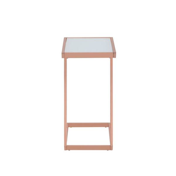 Acme Furniture Laina Frosted Glass and Rose Gold Side Table