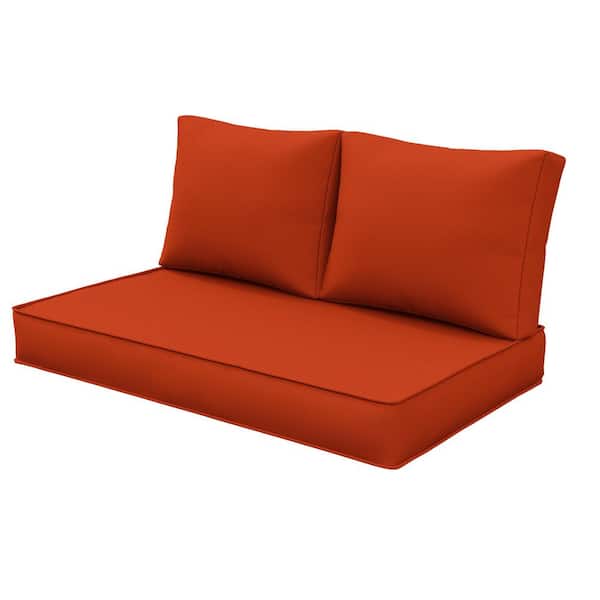 WNP 46 in. x 26 in. Outdoor Patio Replacement Loveseat Cushion Set with Backrest Orange