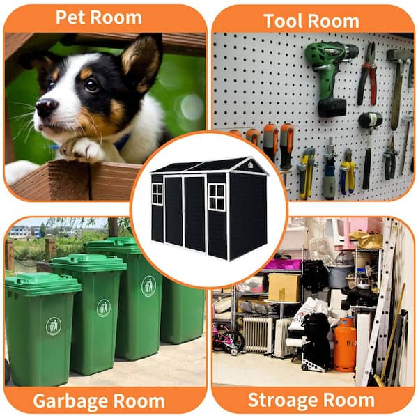 ToolCat 6 ft. W x 8 ft. D Resin Storage Shed with Floor, 2-Windows