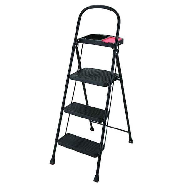 Rubbermaid 3-Step Steel Step Stool with Project Tray 225 lb. Load Capacity Type II Duty Rating