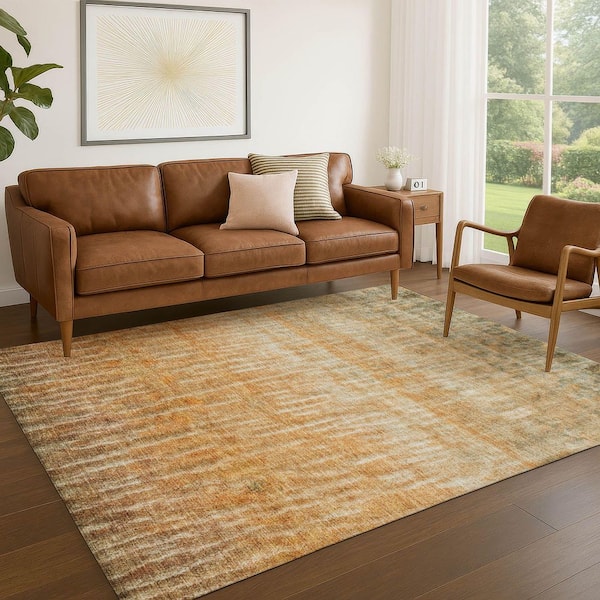 Chantille Machine Washable Indoor/Outdoor Abstract ACN2317 Copper 9 ft. x 12 ft. Area Rug