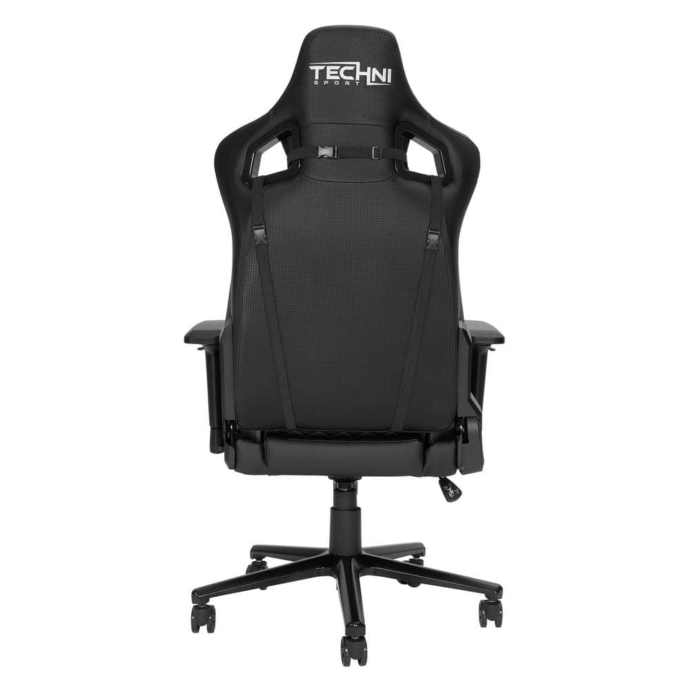 Black Ergonomic Steel Gaming Chair with Adjustable Armrests