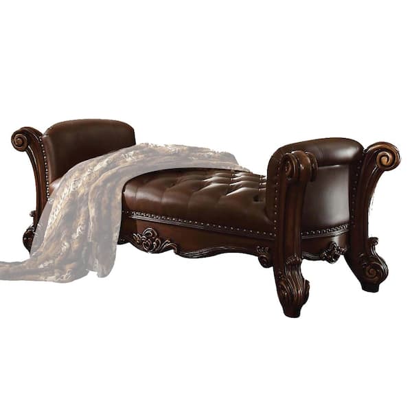 Acme Furniture Vendome Brown Bench Upholstered 28 in. x 31 in. x 74 in.