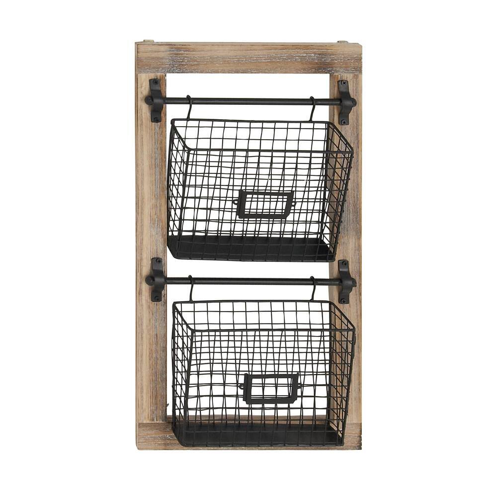 Litton Lane Black Wall Mounted Magazine Rack Holder With Suspended 