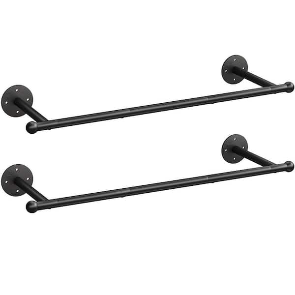 33 in. Industrial Pipe Clothing Rack, Multi-Purpose Hanging Rod for Laundry, Bedroom and Closet Storage, Black (2-Pack)