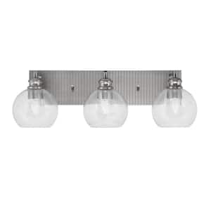 Albany 24 in. 3-Light Brushed Nickel Vanity Light with Clear Bubble Glass Shades
