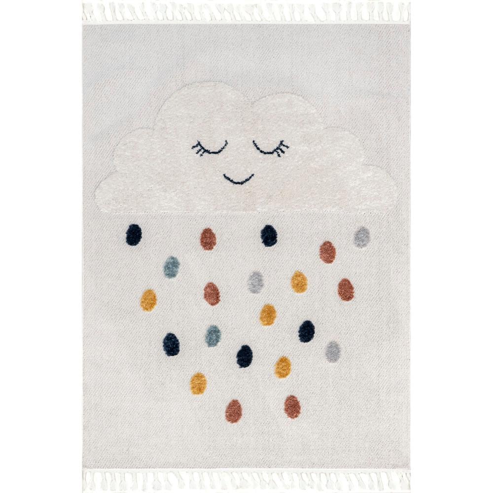 nuLOOM Marleigh Raindrop HighLow Kids Tasseled Off White Doormat 3 ft