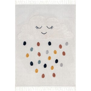 Marleigh Raindrop High-Low Kids Tasseled Off White 8 ft. x 11 ft. Area Rug