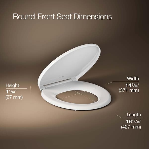 KOHLER Glissade ReadyLatch Quiet-Close Round Front Toilet Seat in White