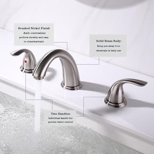 8 in. Widespread 2-Handle Bathroom Faucet With Pop-up Drain Assembly in Brushed Nickel