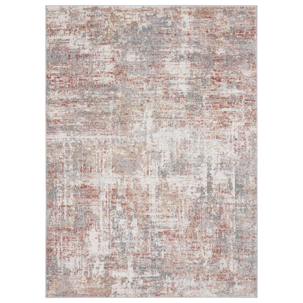 Elegance Rust Rectangle 5'3" x 7'2" Stain-Resistant Polyester Area Rug