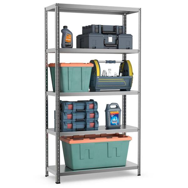 Costway 74'' 5Tier Metal Garage Wall Shelf Unit Adjustable Heavy Duty