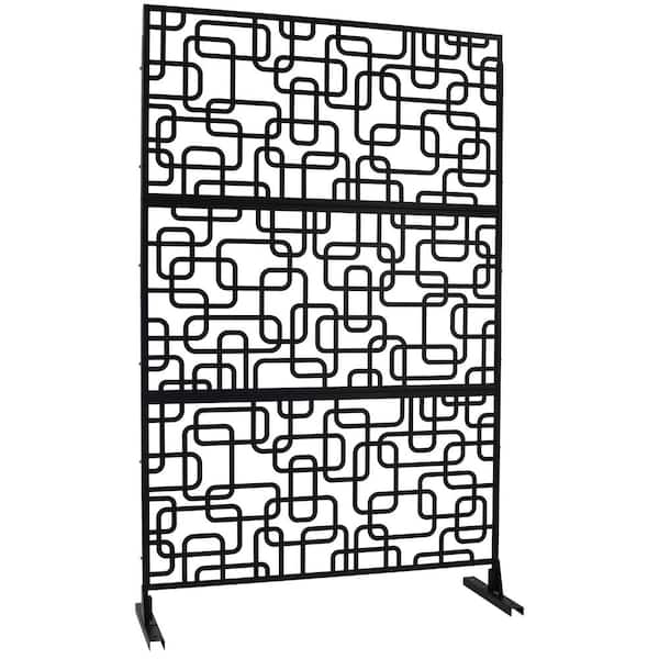 4ft. x 6.33ft. Black Outdoor and Indoor Freestanding Metal Privacy Screen Screen for Lawn Garden (not Composite)