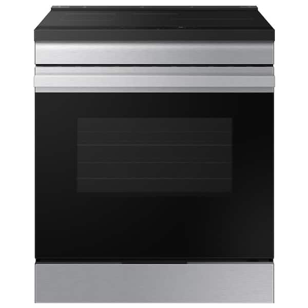 Samsung Bespoke 30 in. 6.3 cu. ft. 4 Element Smart Slide-In Induction Range with Anti-Scratch Glass Cooktop in Stainless Steel