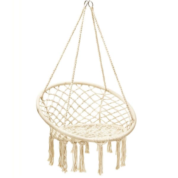 Costway 2.7 ft. Portable Hanging Hammock Chair Hammock without Stand in Beige
