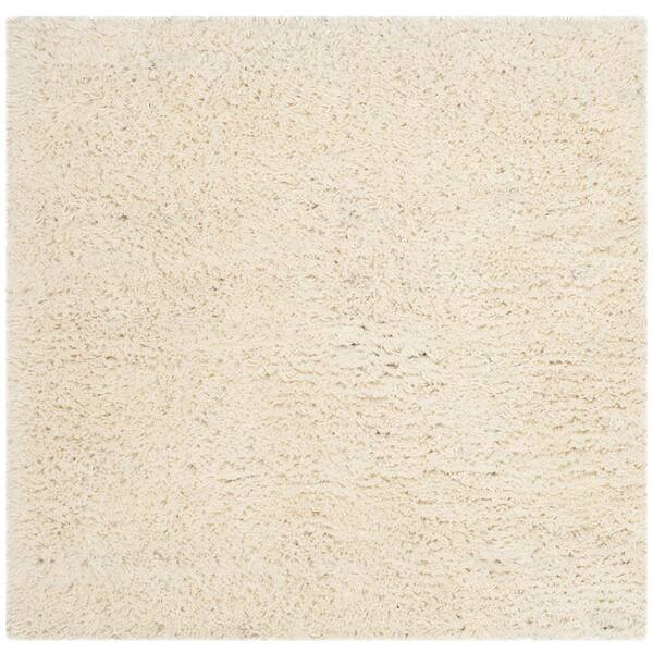 SAFAVIEH Classic Shag White 8 ft. x 8 ft. Square Solid Area Rug