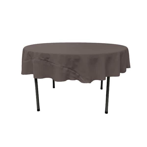72 in. Round Charcoal Polyester Poplin Tablecloth