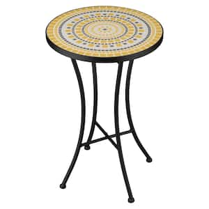 21 in. Metal and Ceramic Mosaic Plant Stand - Burst