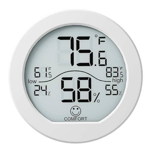 Digital LCD Display Wireless Indoor Thermometer Hygrometer High Accuracy Comfort Sensor Maximum Minimum Records White