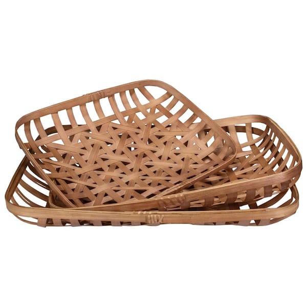 Northlight Brown Rectangular Lattice Tobacco Table Top Baskets (Set of 3)