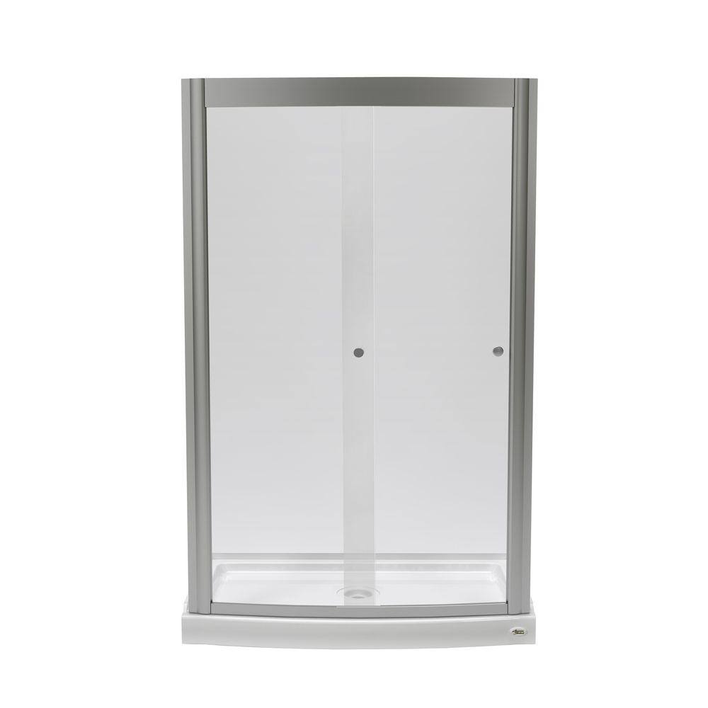 Ovation 30 in. L x 48 in. W x 75.25 in. H Alcove Shower Kit with Sliding Fr