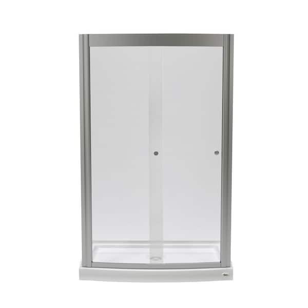 American Standard Ovation 30 in. L x 48 in. W x 75.25 in. H Alcove Shower Kit with Sliding Framed Shower Door and Center Drain Shower Pan