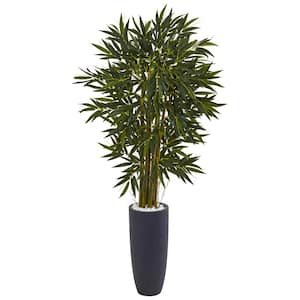 Indoor Bamboo Artificial Tree in Gray Cylinder Planter