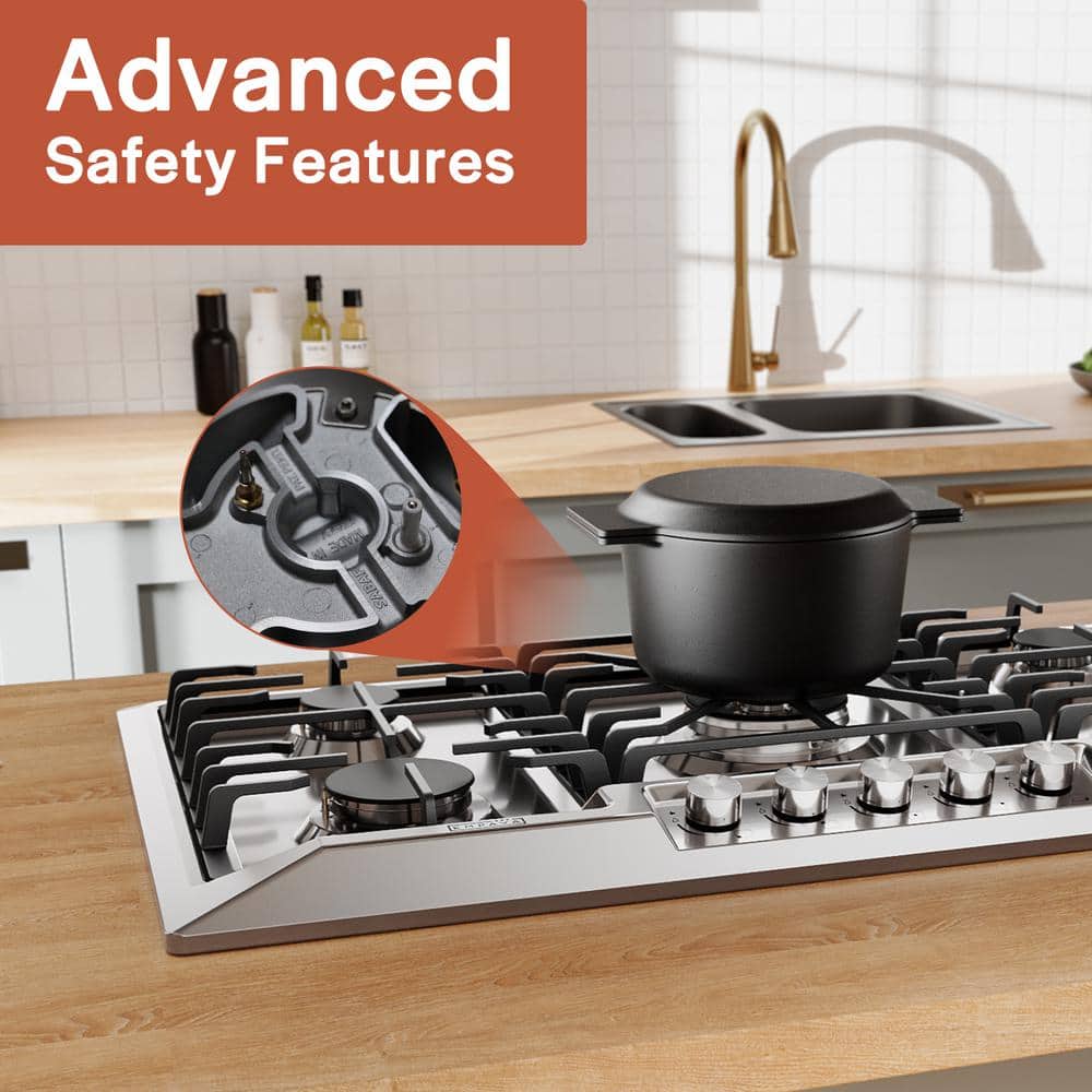 Empava 36 Inch Stainless Steel 5-Burner Gas Cooktop