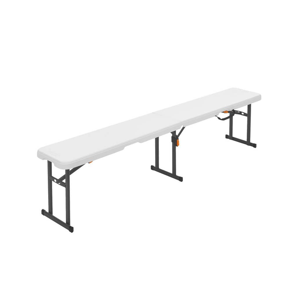 HDX 6 ft. Steel Frame White Portable Indoor/Outdoor Folding Bench