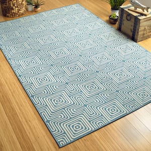 Amalie Light Blue 1 ft. 9 in. x 3 ft. Indoor/Outdoor Area Rug