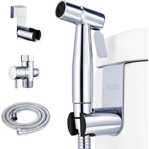 Handheld Bidet Faucet Sprayer for Toilet with Adjustable Water Pressure Control and Bidet Hose in Chrome