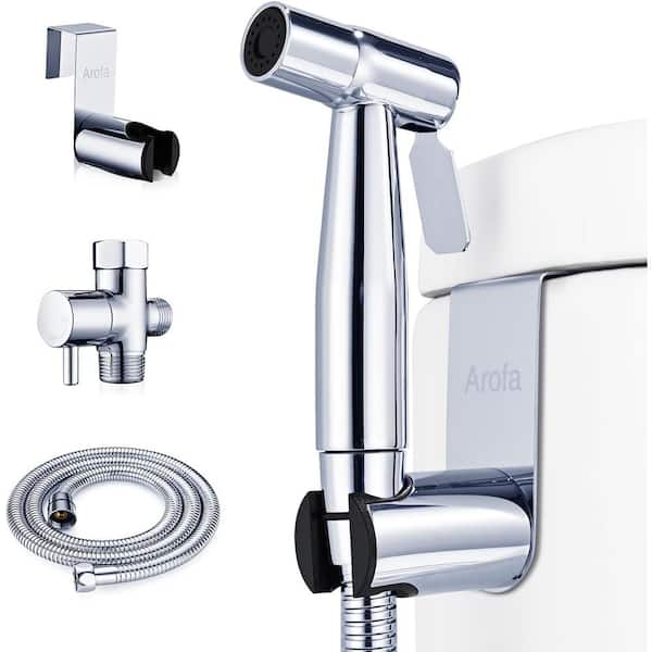 Lukvuzo Handheld Bidet Faucet Sprayer for Toilet with Adjustable Water Pressure Control and Bidet Hose in Chrome