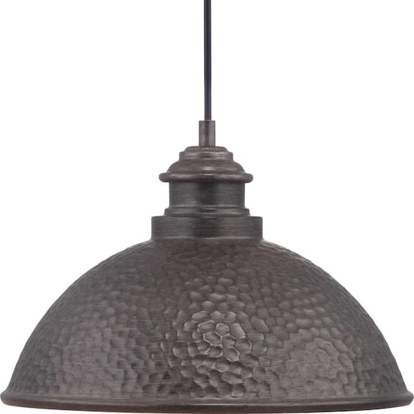 Progress Lighting Forrester 4-Light Antique White and Galvanized Farmhouse Square Medium Hanging Pendant Light