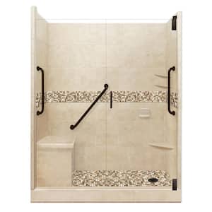 Roma Freedom Grand Hinged 30 in. x 60 in. x 80 in. Right Drain Alcove Shower Kit in Brown Sugar and Old Bronze Hardware