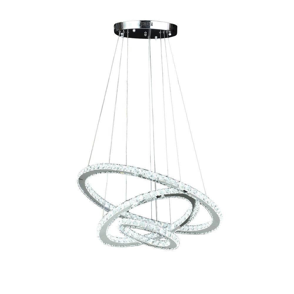 Medium Triple Hoop Crystal LED Chandelier with Remote Control
