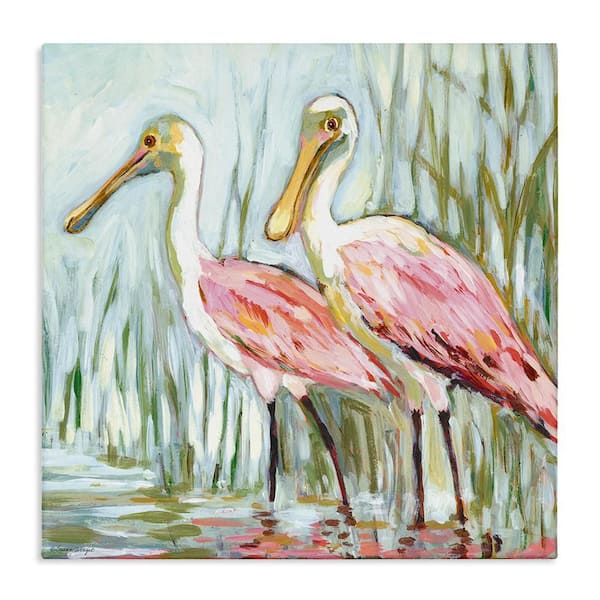 Spoonbill Birds Pair by Susan Winget 1-Piece Unframed Animal Graphic Art Print 36 in. x 36 in.