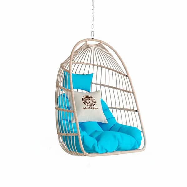 2.5 ft. Outdoor Blue HDPE Egg Hammock Chair for Outdoor Patio