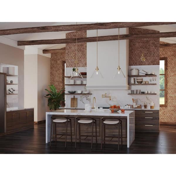Hinton Collection 16 in. 1-Light Vintage Bronze Pendant with Clear Seeded Glass Shade