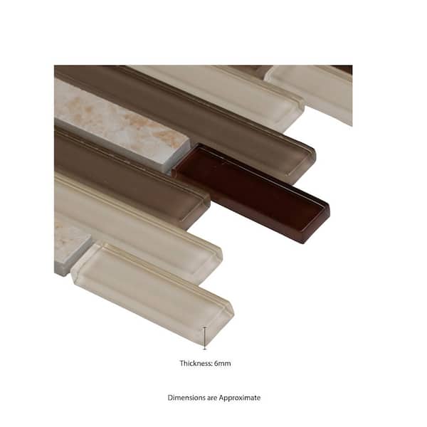MSI Amalfi Cafe Interlocking 12 in. x 12 in. x 6 mm Glossy Glass and Porcelain Mesh-Mounted Mosaic Wall Tile (1 sq. ft.) MSI Amalfi Cafe Interlocking 12 in. x 12 in. x 6 mm Glossy Glass and Porcelain Mesh-Mounted Mosaic Wall Tile (1 sq. ft.)