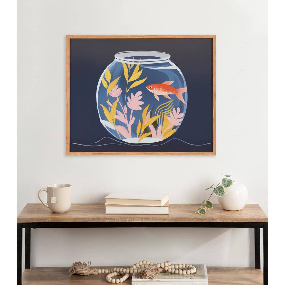 Natural Wood Framed Colorful Goldfish Botanical Print, 16x12