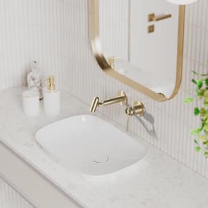 Single Handle Wall Mounted Bathroom Faucet in Brushed Gold