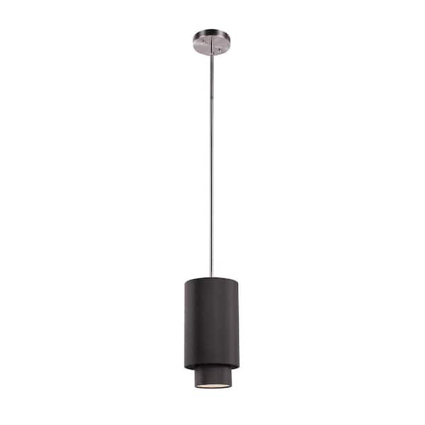 Bel Air Lighting Schiffer 1-Light Brushed Nickel Mini Pendant with Black Shade